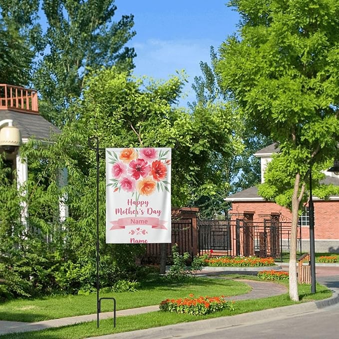 Custom Mother Garden Flag for Outdoor Personalized Mother's Day Yard Flags Decor Customized Flag Add Your Own Picture/Text House Lawn Banner Double Sided Home Wall Decoration 12.5x18 28x40