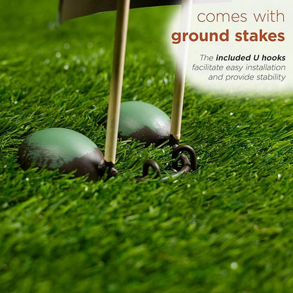 Alpine Corporation - 19" Tall Outdoor Garden Gnome Yard Decoration - Metal Statue with Hear No Evil Expression - Durable, Weatherproof Lawn Sculpture for Patio, Deck, Yard