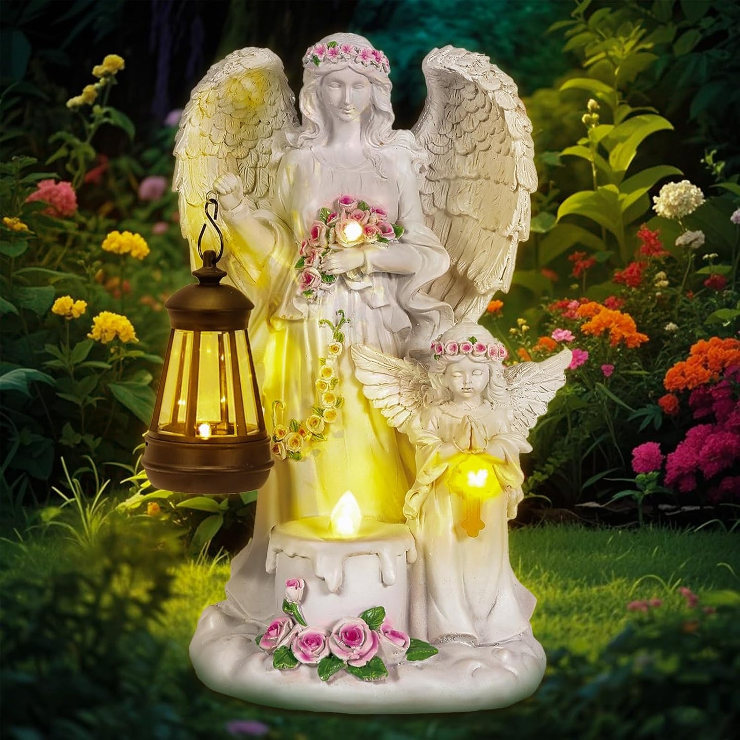 Solar-Powered Angel Garden Statue, Outdoor Garden Angel Statue - Outdoor Statues for Patio, Lawn Or Courtyard Landscaping Decorations