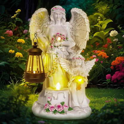 Solar-Powered Angel Garden Statue, Outdoor Garden Angel Statue - Outdoor Statues for Patio, Lawn Or Courtyard Landscaping Decorations