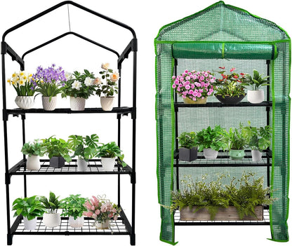 3 Tier Mini Indoor Greenhouse,27"x19"x49" GreenHouses with Clear PE Cover and Roll-Up Zipper Door,Plastic Green House for Indoors Grow Tent&Garden greenhouses for Outdoors