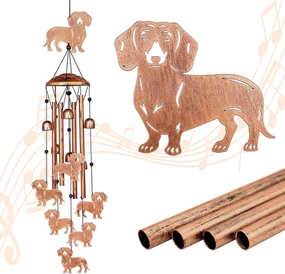 Dachshund Wind Chimes for Outside, Metal Windchimes Outdoors, Dachshund Gifts for Women/Men, Memorial/Birthday Gifts, Garden Decor for Outside, Patio or Yard, Durable Chimes for Outdoors