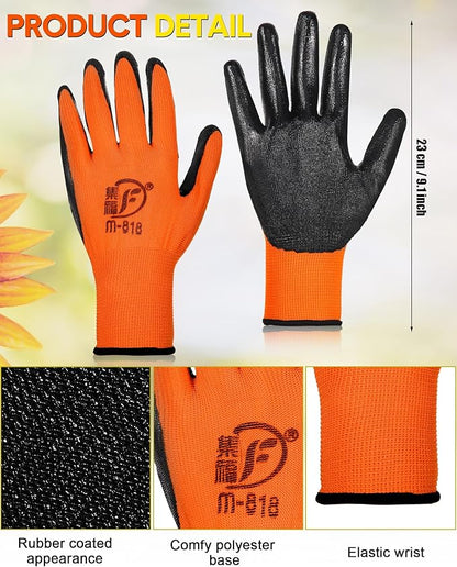 Honeydak 36 Pairs Gardening Gloves for Men Women Breathable Rubber Coated Garden Gloves