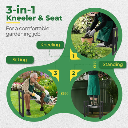Garden Kneeler and Seat, Folding Garden Stool with 12.6" Soft Kneeling Pad for Kneeling & Sitting, Ideal Gifts for Women, Men, Seniors