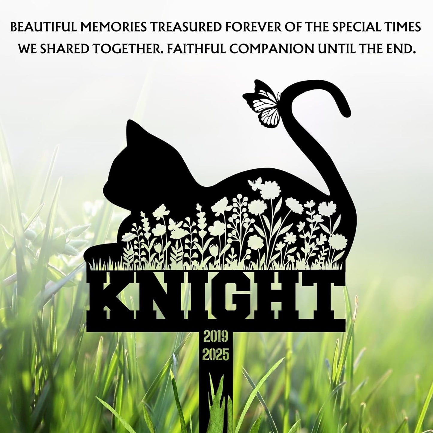 Pet Cemetery Cat Grave Marker – Personalized Outdoor Cat Headstone, Custom Name & Lifespan Dates Pet Grave Markers, Available in Multiple Styles and Colors