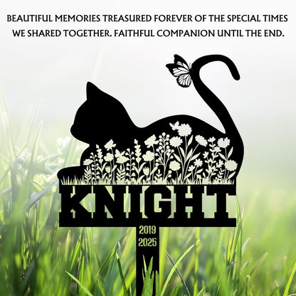 Pet Cemetery Cat Grave Marker – Personalized Outdoor Cat Headstone, Custom Name & Lifespan Dates Pet Grave Markers, Available in Multiple Styles and Colors