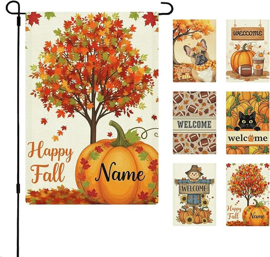 Custom Fall Pumpkin Garden Flag for Outdoor Personalized Thanksgiving Autumn Yard Flags Decor Customized Flag Add Your Own Picture/Text House Lawn Banner Double Sided Home Wall Decoration 12.5x18 28x40