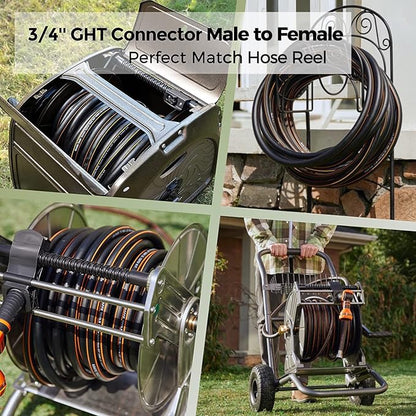 Giraffe Hybrid Garden Hose 5/8" x 75ft, Custom Length, NO Kink, Flexible, Leakproof Hose with Male to Female Fittings, 600 Burst PSI