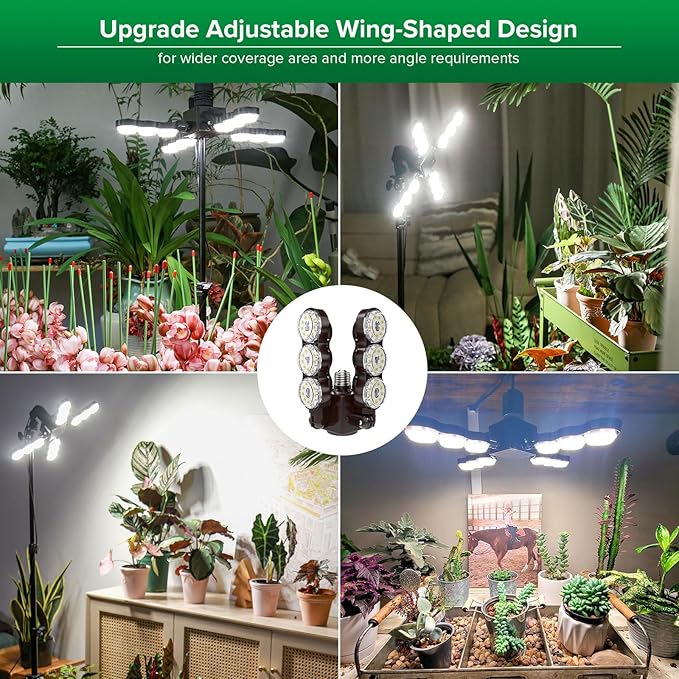 SANSI Grow Lights for Indoor Plants Full Spectrum, Dimmable LED Grow Light with Remote Control, Auto On Off 4 8 12 Hrs Timer, 80W (800 Watt Equiv) Plant Lights for Indoor Greenhouse, E26 Base