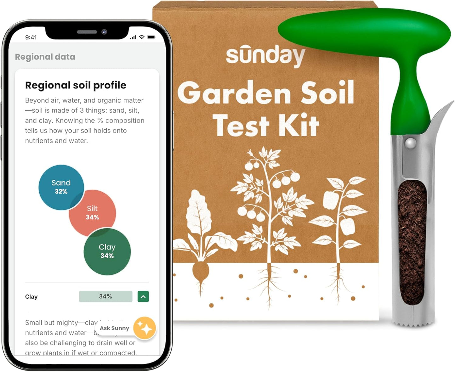 Sunday Garden Soil Test Kit - Helps Tailor Your Garden Care Plan - Tests for Soil’s pH, Macronutrients & Micronutrients - Receive Results in 3-4 Weeks