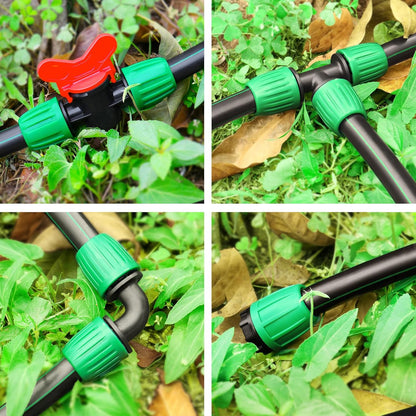 20 Pieces Drip Irrigation Fittings for 1/2 Inch Drip Tubing (1/2" ID x 0.65" OD)：1/2'' Irrigation Tubing Connectors Including Couplings Tees Elbows Valves Reducing Tee Plugs 3/4" Adapters