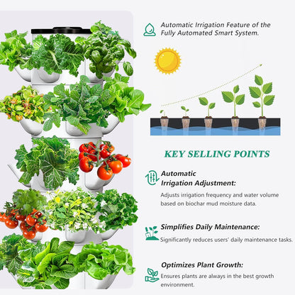 SJZX Hydroponics Growing System Kit, 12L Large Capacity Hydroponic Tower, 5 Tiers Indoor Outdoor Gardening System for Beginner with Water Pump & APP Auto Timer, Vertical Garden Planter Kits (25 Pods)