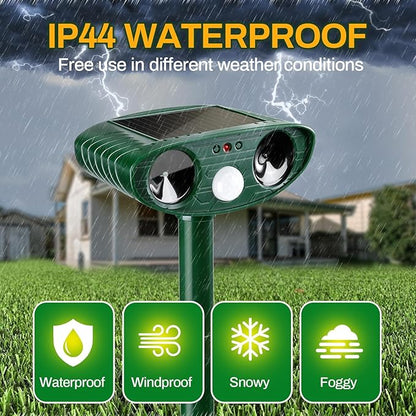 4 Pack Ultrasonic Animal Repellent Outdoor Deer Repellent Devices Ainimal Deer Cat Deterrent with Motion Sensor to Repel Squirrel Dog Rabbit Raccoon Repellent for Yard Garden