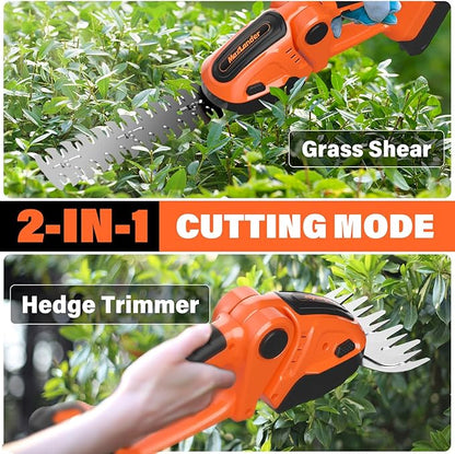 MAXLANDER Cordless Grass Shears & Hedge Trimmer, 2-in-1 Handheld Grass Trimmer/Shrubbery Trimmer, 21V Battery Operated Hedge Trimmer for Garden/Lawn with Battery and Charger