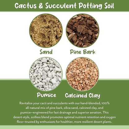 Cactus and Succulent Potting Mix (8 Quarts), Special Blend-Fast Draining and Desert-Style Gritty