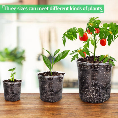 30 Packs 6.7/5/4 Inch Reinforced Clear Nursery Pots with Drainage Hole, Transparent Variety Pack Plastic Plant Pot Seedling Planter Seed Starter Flower