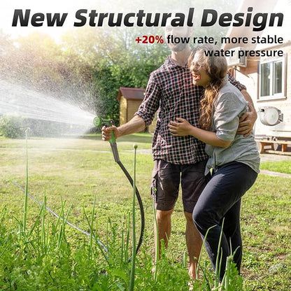 PINWHEEL 5/8in 100FT Retractable Garden Hose Reel, Automatic Retractable Hose with 10-Pattern Spray Nozzle, 180° Swivel Bracket, 3-Layer PVC Durable Water Hose for Yard Lawn Care (100 FT)