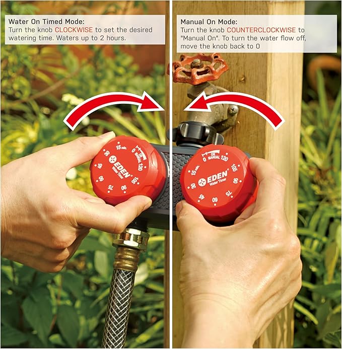 Eden 25124 2-Zone Mechanical Watering Timer, Red, Grey