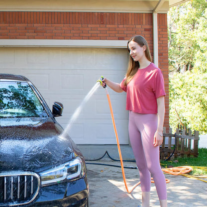 Fevone 100 ft x 5/8" Heavy Duty Garden Hose, Drinking Water Safe, Flexible & Kink-Free Hybrid Polymer Water Hose, Lightweight Outdoor Hose with 3/4" Solid Aluminum Fittings