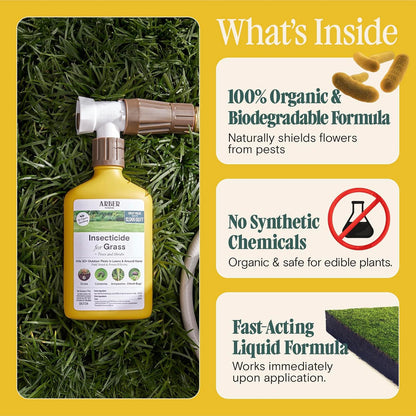 Organic Insecticide for Lawns, Trees & Shrubs – 16oz Ready-to-Spray – Lawn Insect Killer for Grubs, Armyworms & Beetles – Gentle on Grass, People & Pets – Outdoor Bug Spray for Lawn Yard Pest Control