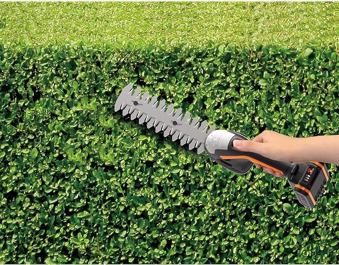 WORX WG801 20V 2 in 1 Cordless Hedge Trimmer, 4" Grass Shear & 8" Shrub Trimmer with 2 Blades, Battery & Charger Included