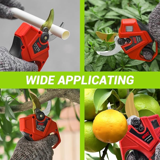 Electric Pruning Shears,Cordless Pruning Shears Brushless Motor with 2Pcs Rechargeable Batteries，21V Upgraded Pruner with LCD Display