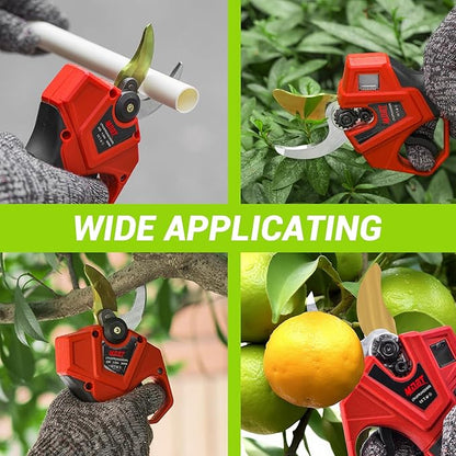 Electric Pruning Shears,Cordless Pruning Shears Brushless Motor with 2Pcs Rechargeable Batteries，21V Upgraded Pruner with LCD Display