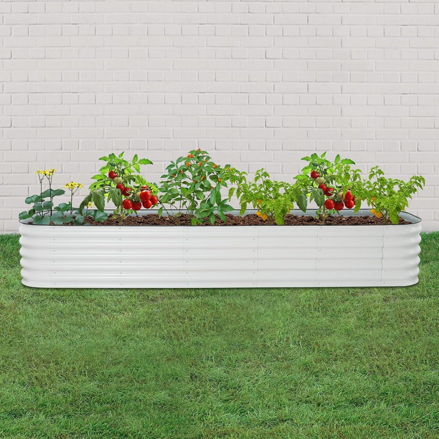 Galvanized Raised Garden Bed Kit, Large Oval Metal Deep Root Planter Box for Outdoor Gardening Planting Plants Vegetables Flower Herb (9.35ft)