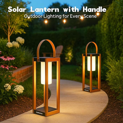 EcoGreen Solar Lantern with Handle for Outdoor Lighting – 7.87x22.83 in Waterproof Solar Light, Warm White, 8H Auto-On, Portable for Patio, Yard, Pathway, Camping & Porch (Single Pack)