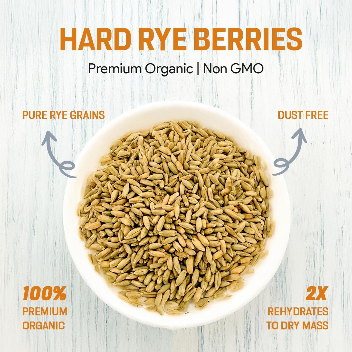 Rye Berries for Mushroom Spawn - Organic, Triple Washed Rye Grain to make Mushroom Grainspawn by Mycology Basics - 5 lbs