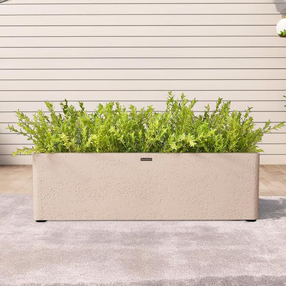 31 Inch Rectangular Concrete Planter,Durable All-Weather Use with Drainage Holes,Large Rectangular Planter for Outdoor Indoor Plants