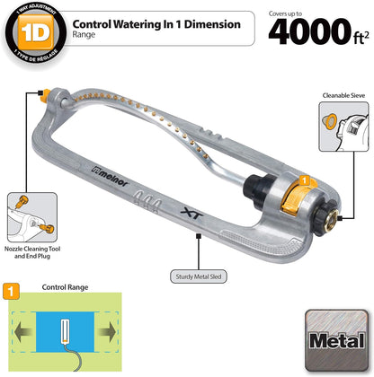 Melnor 65118-AMZ XT Metal Turbo Oscillating Sprinkler with QuickConnect Product Adapter Amazon Bundle, 4000 sq. ft. Coverage
