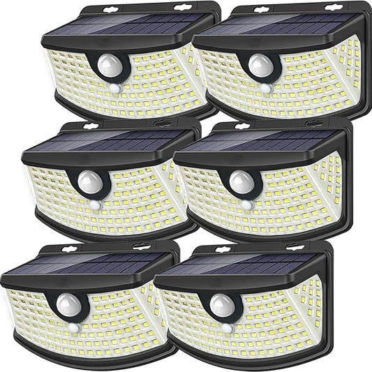 Aootek New Solar Motion Sensor Lights 120 LEDs with Lights Reflector,270° Wide Angle, IP65 Waterproof, Step Lights for Front Door, Yard, Garage, Deck (Front Button 6-Pack)