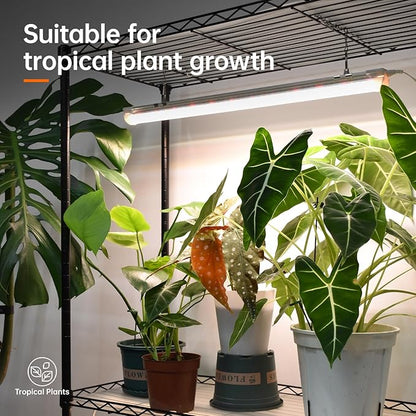 Bstrip Plant Shelf with Grow Light, Metal Plant Stand with Adjustable Rack and Wheels, 5 Pack T8 Full Spectrum Grow Light Strip for Indoor Plants, Seed Starting, Seed Tray, 35.4"x13.8"x71"