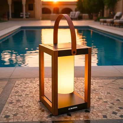 EcoGreen Solar Lantern with Handle – 7.87x12.2 in Waterproof Outdoor Solar Light, Warm White, 8H Auto-On, Portable for Patio, Yard, Pathway, Porch & Camping (Single Pack)