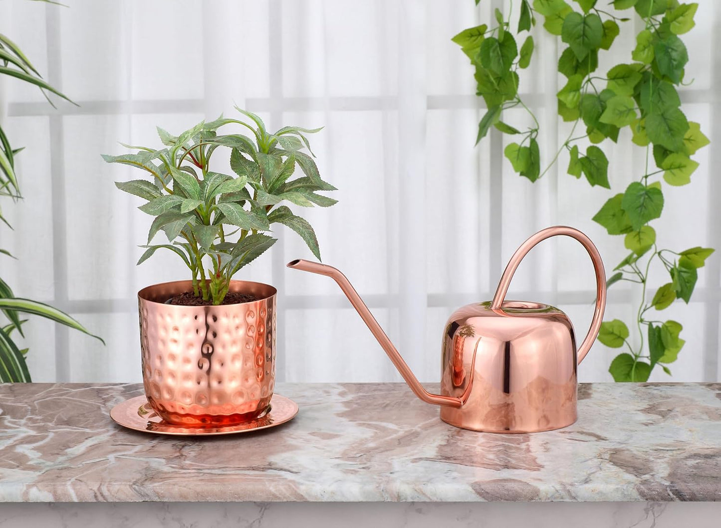 Glytterati - Indoor Watering Can and Planter with Plate.