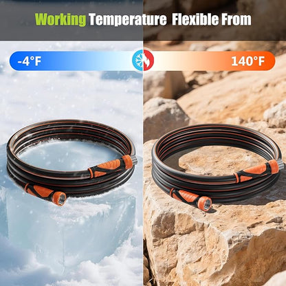 25FT Garden Hose Heavy Duty x 5/8", Lightweight Flexible Water Hose with Nickel-plated Fittings, Kink-Free, Leak-Proof, Easy Storage for Yard Lawn Care Male to Female