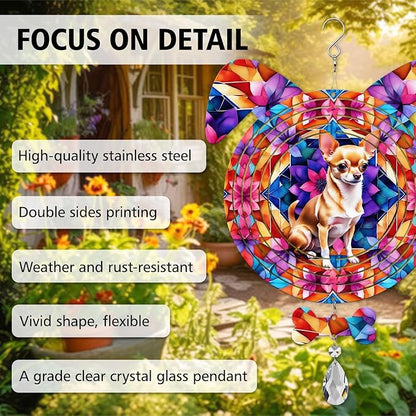 Chihuahua Dog Ears Wind Spinner, Chihuahua Wind Spinner Hanging for Yard and Garden