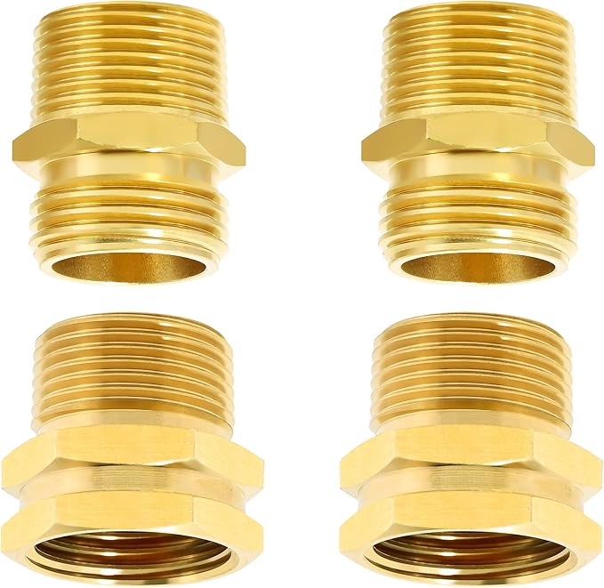 TAROSE 4 Pack Brass Garden Hose Adapter, Male to Male Hose Adapter Connector, GHT to NPT Adapter Hose Fitting,Brass Garden Hose to Pipe Fittings Connect