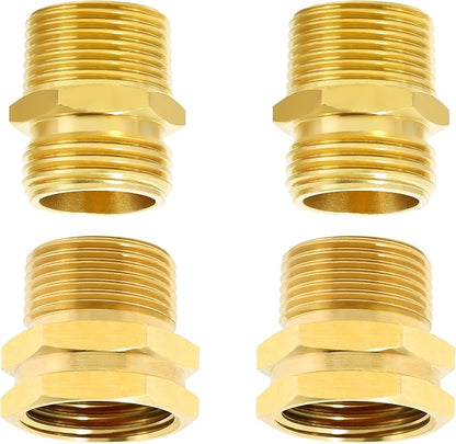 TAROSE 4 Pack Brass Garden Hose Adapter, Male to Male Hose Adapter Connector, GHT to NPT Adapter Hose Fitting,Brass Garden Hose to Pipe Fittings Connect