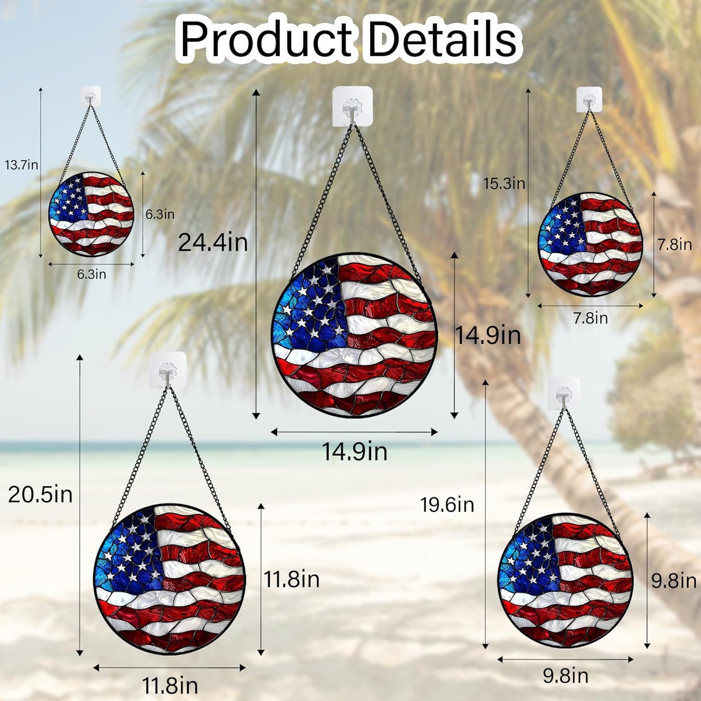 Stained Glass Window Hanging, Blue, White Red National Flag Pattern Sun Catchers Diamond Glass Panel Window Hangings Decor for Birthday Gifts for Women, Men, and Mom 14.9x14.9IN