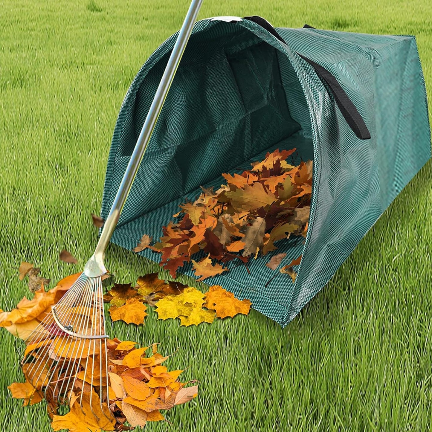 Leaf collector leaf scoop,Foldable yard waste bag,Extra large lawn bags leaf bags,Heavy leaf pick up tools leaf loader,Reusable yard garden bags for leaves lawn trash (200L)