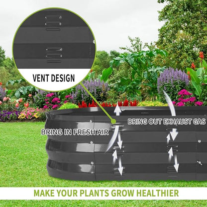 GADI Raised Garden Bed Kit for Vegetables Flower Galvanized Metal Planter Boxs Designed for Easy DIY and Cleaning Not Twist Or Rot (Color B-Grey)