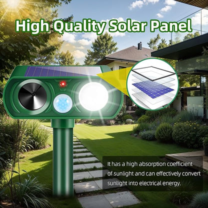 4Pack Solar Ultrasonic Animal Repellent Outdoor Deer Repellent Devices with Motion Detection&Flash Light Squirrel Cat Raccoon Rabbit Dog Deterrent,Keep Rodent Chipmunk Squirrel Away for Yard Garden
