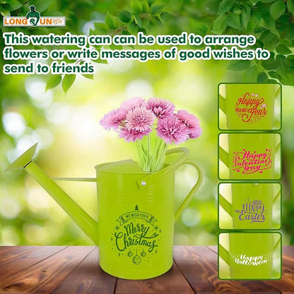 Galvanized Iron Watering Can for Indoor Plants, DIY Watering Cans for House Plant Garden Flower, Long Spout Water Can for Outdoor Watering Plants 7.57L 2 Gallon (Green)