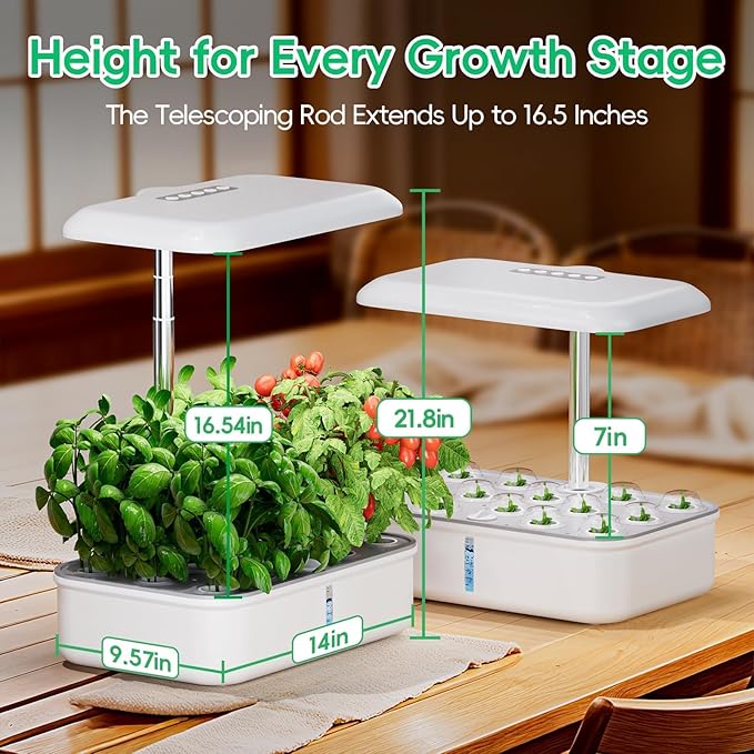 SPECILITE Hydroponics Growing System Kit, 14 Pods Smart Indoor Herb Garden with Grow Light, WiFi & App Control, Quiet Pump, 5L Water Tank, Automatic Timer Planter for Gardening Gifts, White