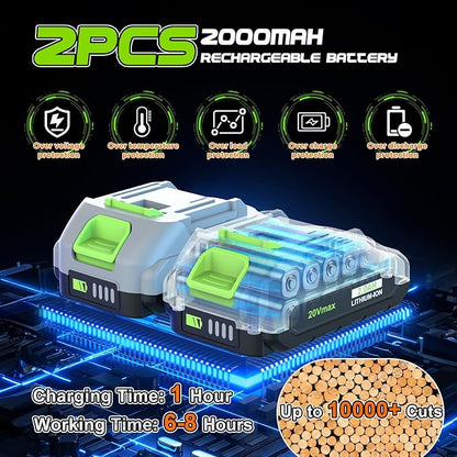 2 In 1 Pole Pruning Shears Cordless, Electric Pruning Shears with LCD Display, 8.8ft Extendable Pole for Tree Trimming, with 2 Pack 2000mAh Batteries and Goggles