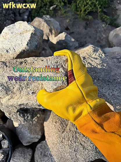 Gardening Gloves for Women/Men,Rose Pruning Long Leather Garden Gloves Thorn Proof