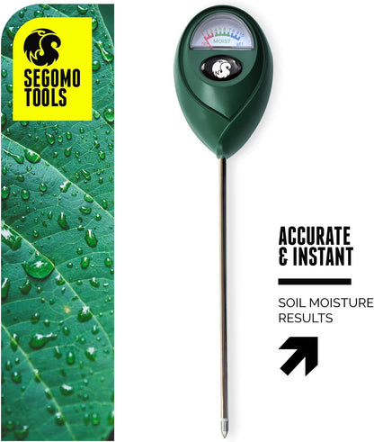 Segomo Tools Soil Moisture Meter - Plant Water Meter - Soil Moisture Sensor & Reader - Moisture Meter for House Plants, Gardens, Lawns & Farms - Soil Tester & Plant Care - Moisture Sensor - SMR01
