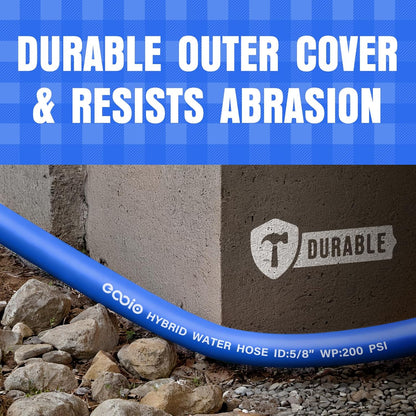 Heavy Duty Garden Hose 10 ft, Non-Expanding Flexible Water Hose, Kink Resistant Lightweight Hybrid Hose, Leakproof Hose Male to Female Fittings